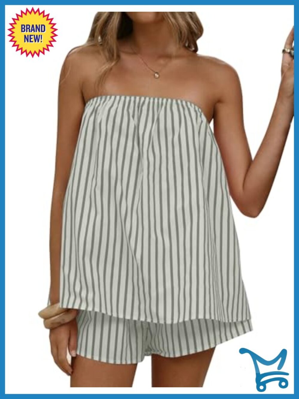Ribbed Knit Tube Top Shorts Set Sleeveless Lounge Set Women Summer 2 Piece